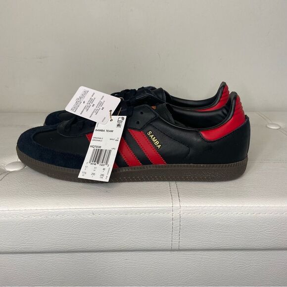 Adidas Samba Manchester United Soccer Athletic Team Shoes Black Red Gum Sz 11.5 main image 13